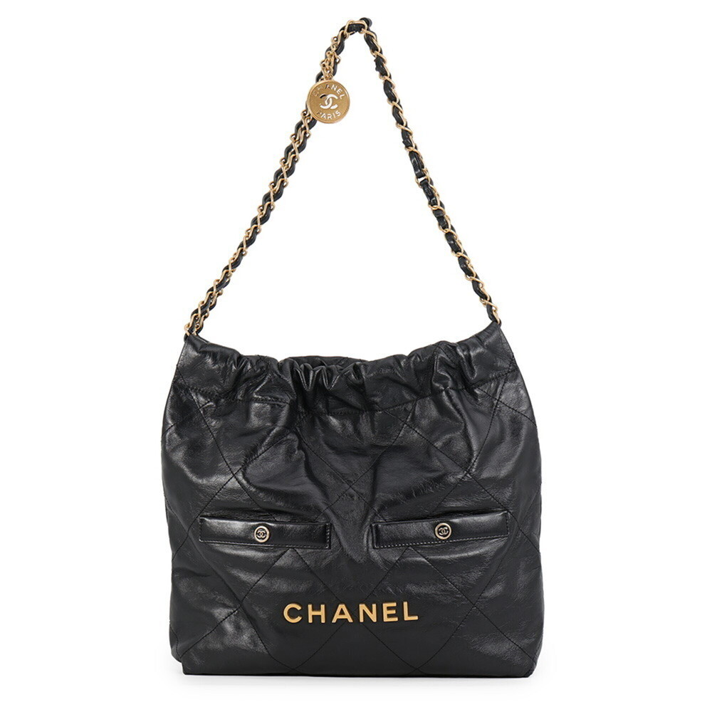 Chanel Matelassé handbag, CHANEL 22 double pocket, small, calf leather, AS326...